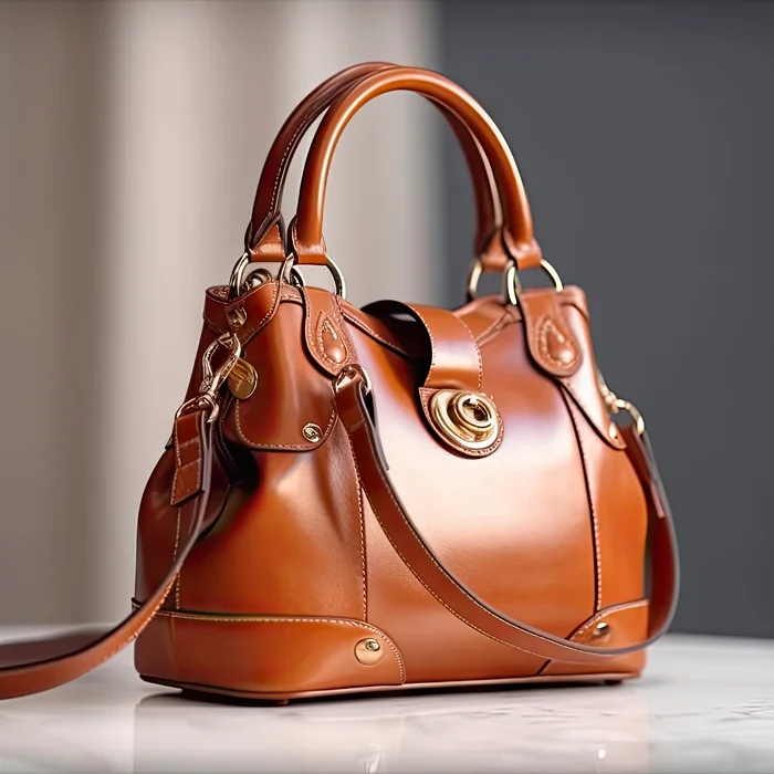 Cognac Turn Satchel details